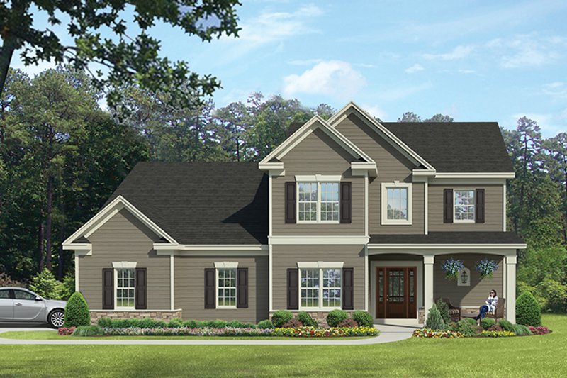 Dream House Plan - Exterior - Front Elevation 4 for Colonial House Plan #1010-115 - 3 bed, 2.5 bath