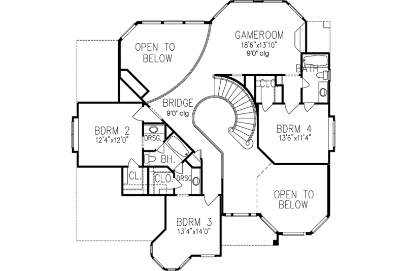 Dream House Plan - Floor Plan - Upper Floor for European House Plan #1021-7 - 4 bed, 3.5 bath