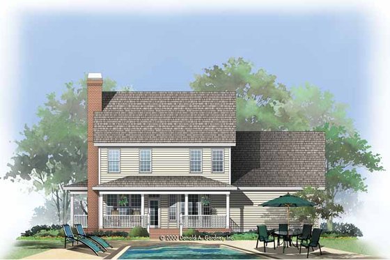 Exterior - Rear Elevation for Country House Plan #929-749 - 3 bed, 2.5 bath