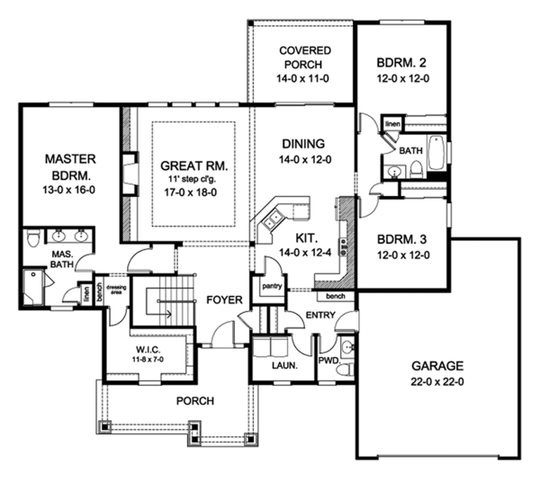 House Blueprint - European Floor Plan - Main Floor Plan #1010-146