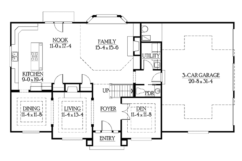 Dream House Plan - Floor Plan - Main Floor for Craftsman House Plan #132-325 - 3 bed, 2.5 bath