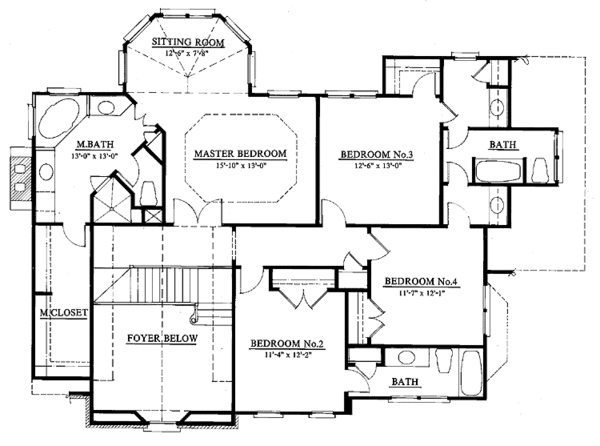 House Design - Tudor Floor Plan - Upper Floor Plan #429-65