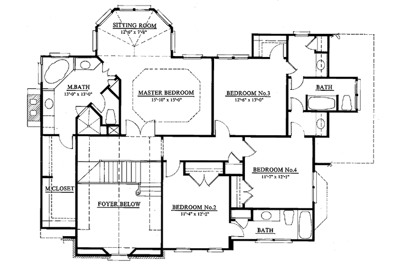 Home Plan - Floor Plan - Upper Floor for Tudor House Plan #429-65 - 4 bed, 3.5 bath