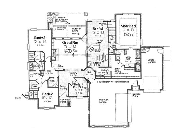 Home Plan - Floor Plan - Main Floor for European House Plan #310-1268 - 3 bed, 2.5 bath