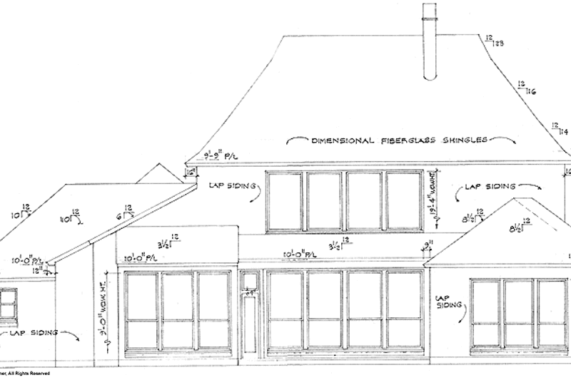 Dream House Plan - Exterior - Rear Elevation for Country House Plan #301-127 - 4 bed, 3.5 bath