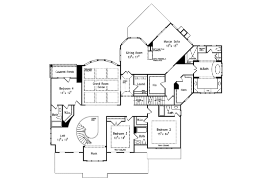 Floor Plan - Upper Floor for Classical House Plan #927-481 - 5 bed, 5.5 bath