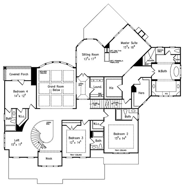 Architectural House Design - Classical Floor Plan - Upper Floor Plan #927-481