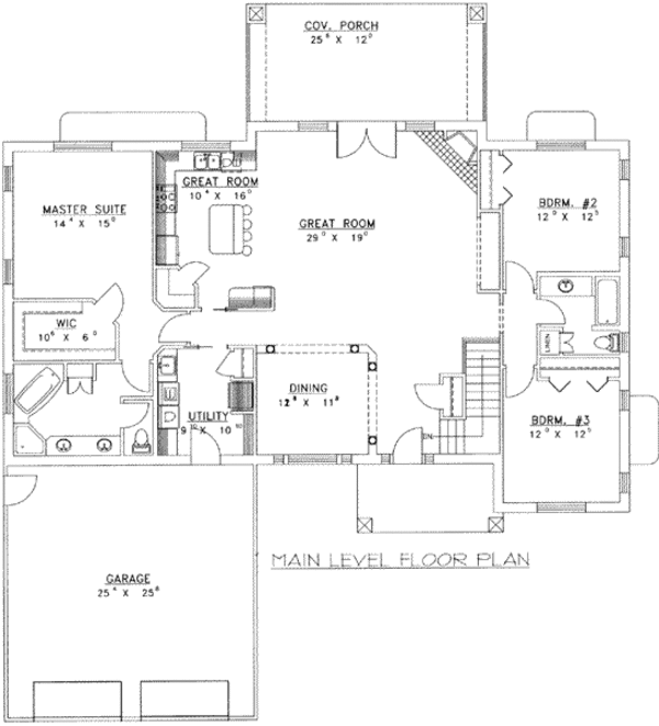 Architectural House Design - Ranch Floor Plan - Main Floor Plan #117-491
