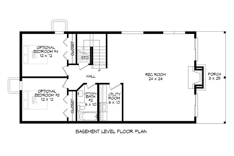 Dream House Plan - Floor Plan - Lower Floor for Country House Plan #932-1448 - 4 bed, 2 bath