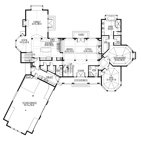 Craftsman Floor Plan - Main Floor Plan #132-519