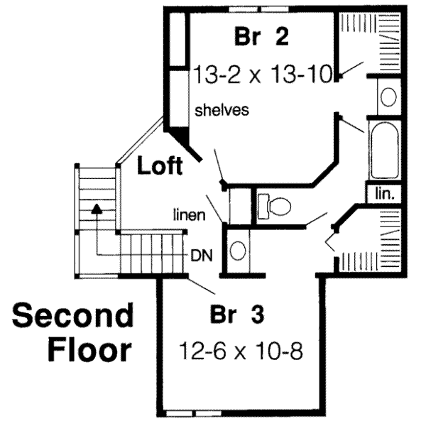 Traditional Floor Plan - Upper Floor Plan #312-441