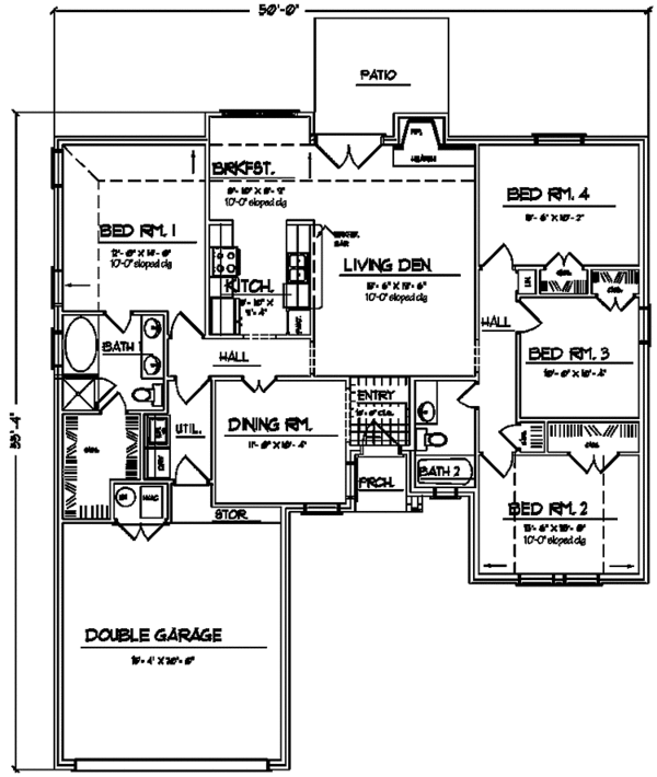 House Design - Country Floor Plan - Main Floor Plan #42-654