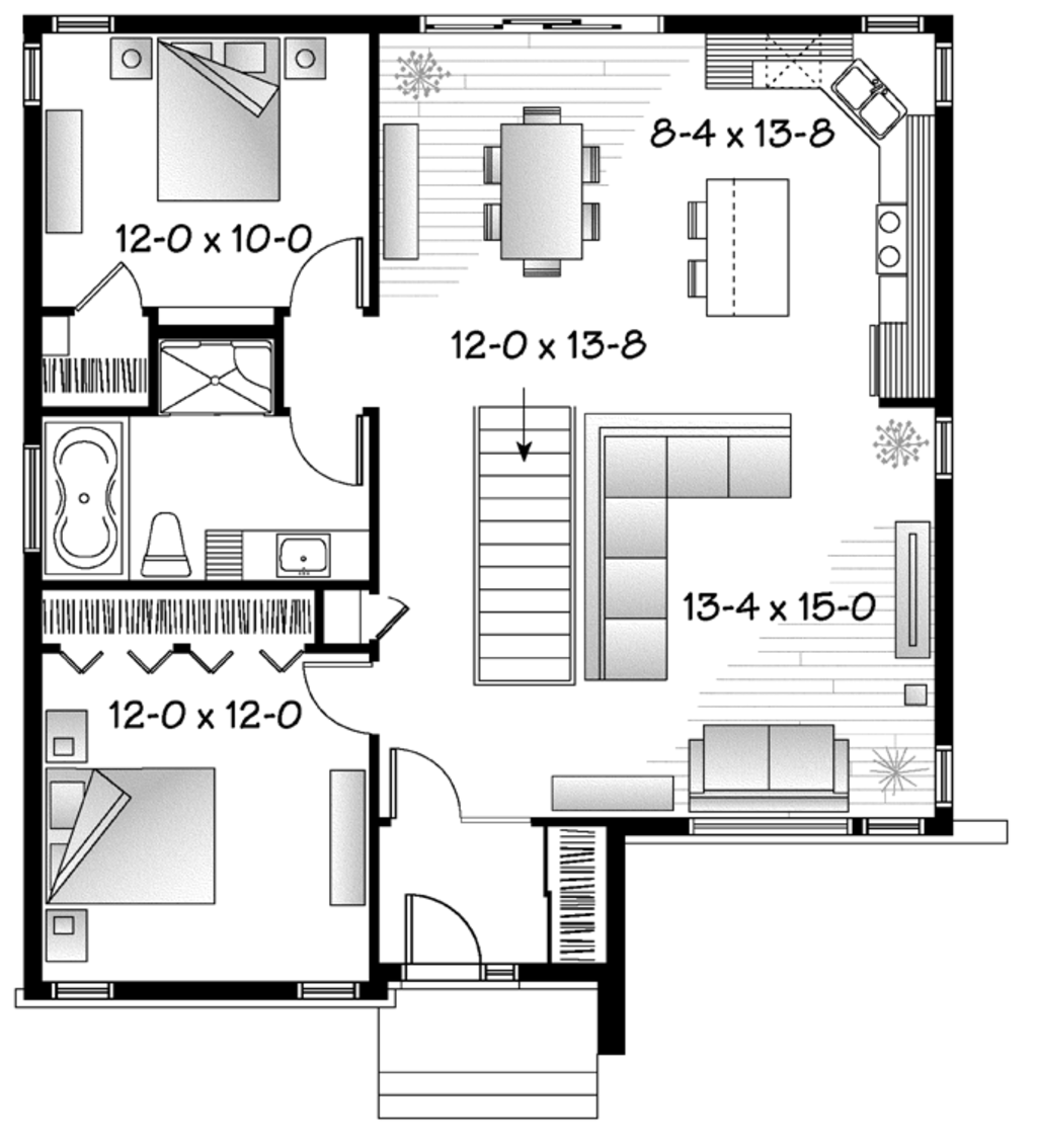 Contemporary Style House Plan 2 Beds 1 Baths 1158 Sq Ft Plan 23 2571 Eplans Com