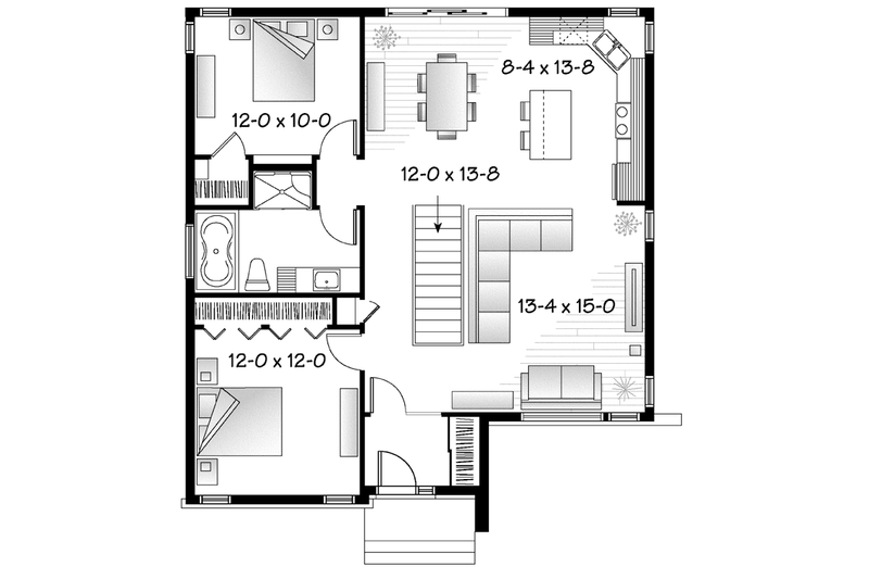 Dream House Plan - Floor Plan - Main Floor for Contemporary House Plan #23-2571 - 2 bed, 1 bath