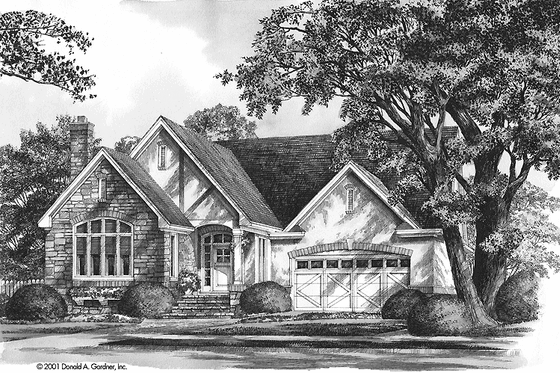 Exterior - Front Elevation 3 for Tudor House Plan #929-613 - 3 bed, 2.5 bath