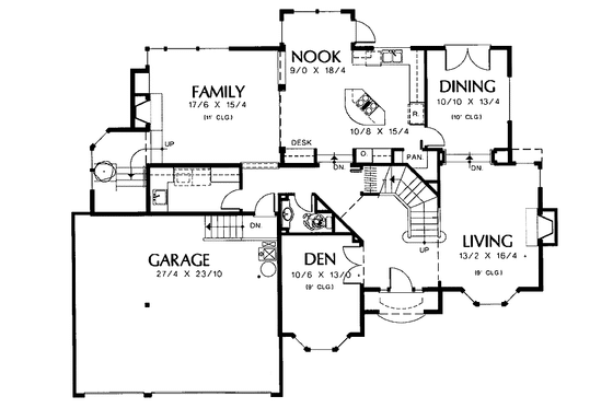 Floor Plan - Main Floor for Mediterranean House Plan #48-742 - 4 bed, 3.5 bath