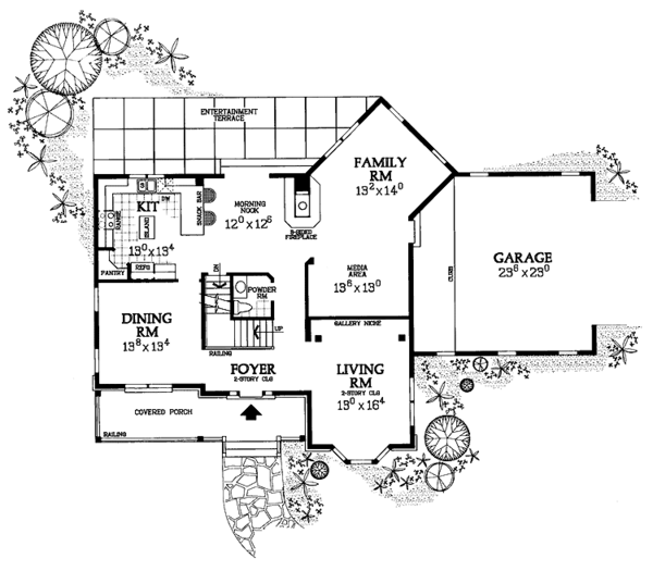 Architectural House Design - Country Floor Plan - Main Floor Plan #72-1102