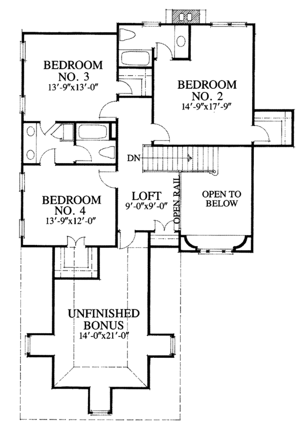 Home Plan - European Floor Plan - Upper Floor Plan #429-58