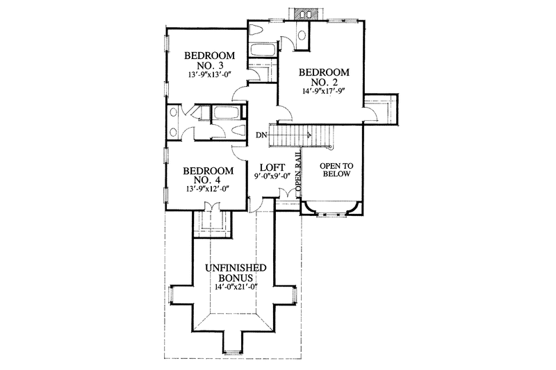 Home Plan - Floor Plan - Upper Floor for European House Plan #429-58 - 4 bed, 3.5 bath