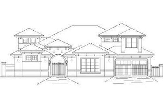 Exterior - Front Elevation for Mediterranean House Plan #411-822 - 5 bed, 4.5 bath
