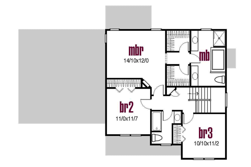 Dream House Plan - Floor Plan - Upper Floor for Farmhouse House Plan #435-4 - 3 bed, 2.5 bath