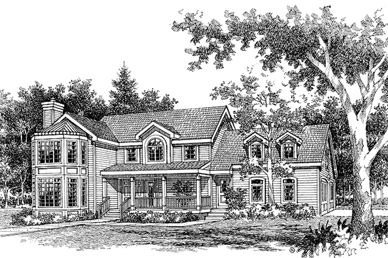 Architectural House Design - Country Exterior - Front Elevation Plan #456-61