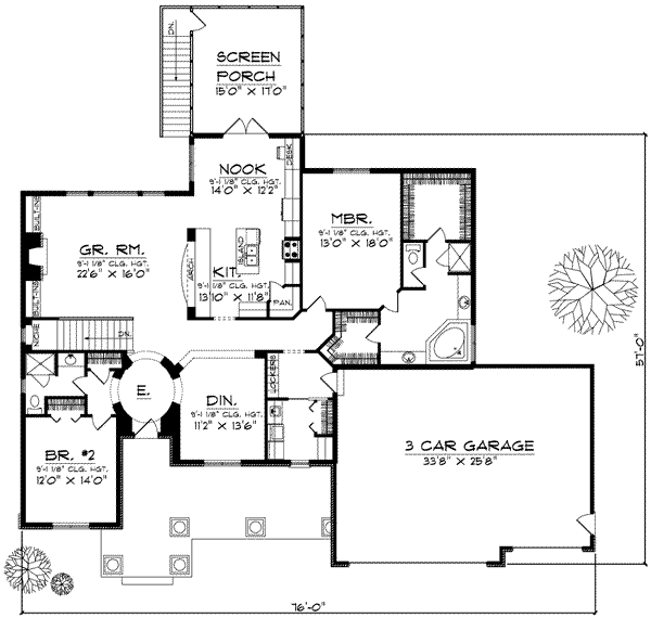 Home Plan - Traditional Floor Plan - Main Floor Plan #70-594