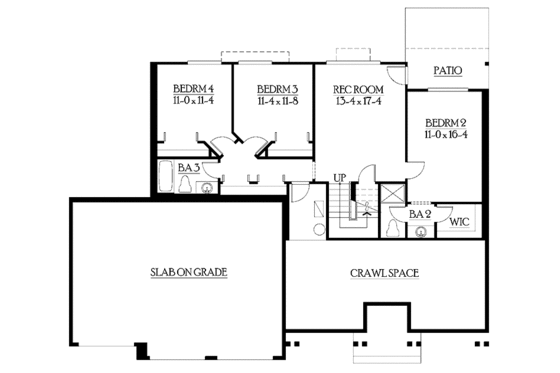 Floor Plan - Upper Floor for Craftsman House Plan #132-341 - 4 bed, 3.5 bath