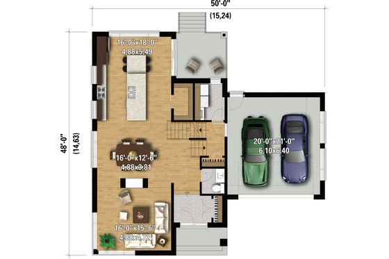 Floor Plan - Main Floor for Contemporary House Plan #25-4905 - 3 bed, 2.5 bath