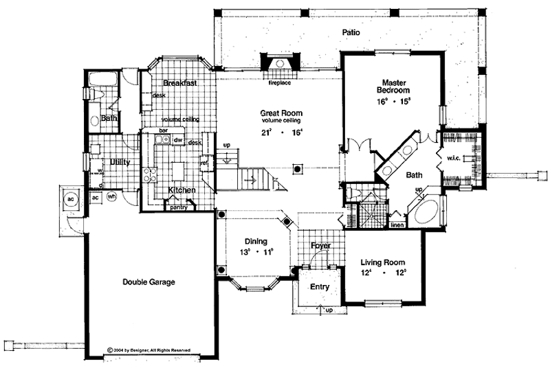 Home Plan - Floor Plan - Main Floor for Mediterranean House Plan #417-473 - 3 bed, 3 bath