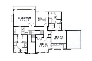 Floor Plan - Upper Floor for Colonial House Plan #67-578 - 4 bed, 3.5 bath