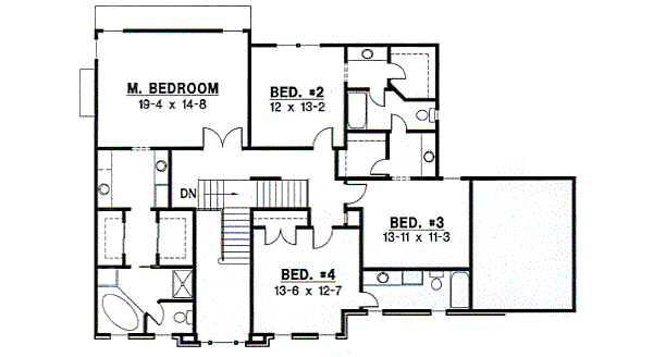 Colonial Floor Plan - Upper Floor Plan #67-578
