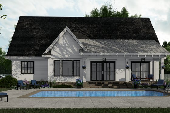 Exterior - Rear Elevation 1 for Farmhouse House Plan #51-1151 - 3 bed, 2.5 bath