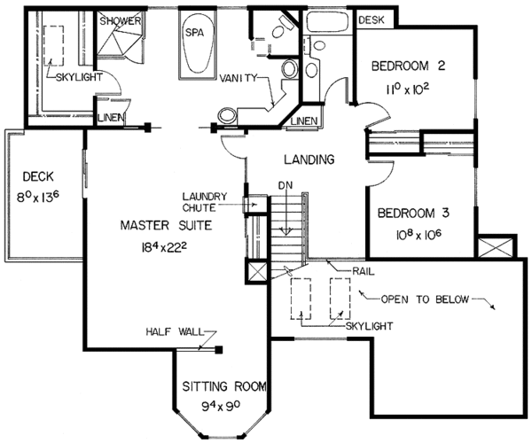 Dream House Plan - Contemporary Floor Plan - Upper Floor Plan #60-914
