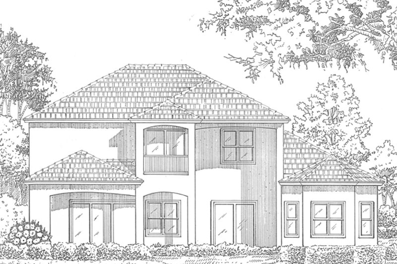 House Blueprint - Exterior - Rear Elevation for Mediterranean House Plan #417-571 - 4 bed, 3.5 bath