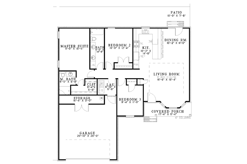 Dream House Plan - Floor Plan - Main Floor for Ranch House Plan #17-2846 - 3 bed, 2 bath