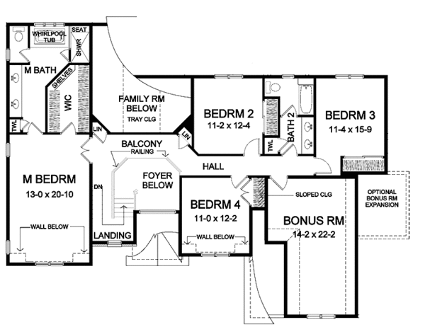 Home Plan - Traditional Floor Plan - Upper Floor Plan #328-434