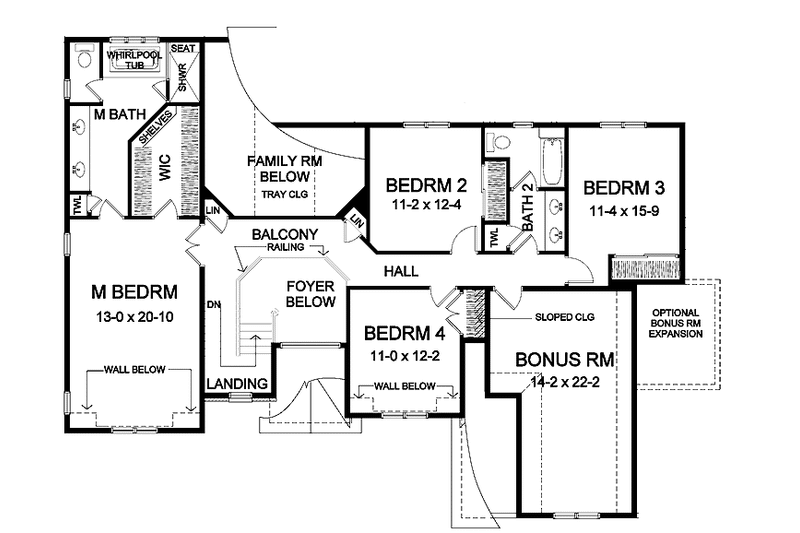 Dream House Plan - Floor Plan - Upper Floor for Traditional House Plan #328-434 - 4 bed, 2.5 bath
