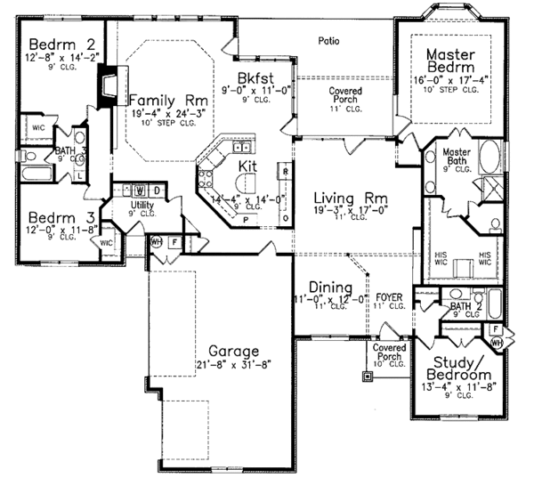House Blueprint - Traditional Floor Plan - Main Floor Plan #52-284
