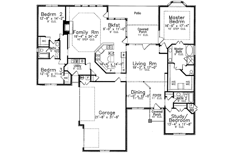 Home Plan - Floor Plan - Main Floor for Traditional House Plan #52-284 - 4 bed, 3 bath