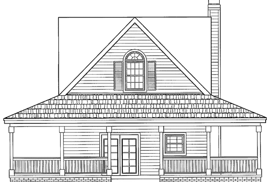 Exterior - Rear Elevation for Country House Plan #72-1025 - 2 bed, 2.5 bath