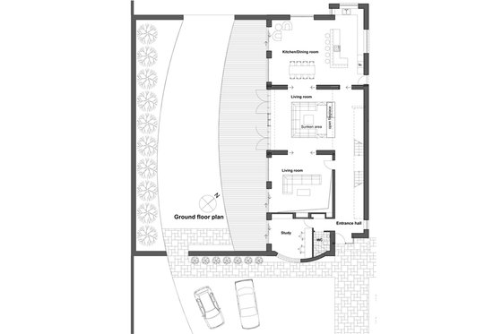 Floor Plan - Main Floor for Contemporary House Plan #520-3 - 4 bed, 4 bath