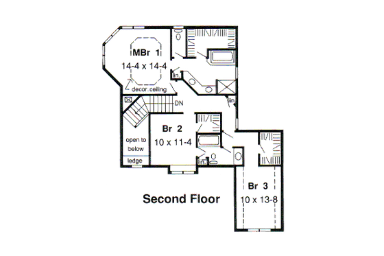Floor Plan - Upper Floor for Bungalow House Plan #312-797 - 3 bed, 2.5 bath