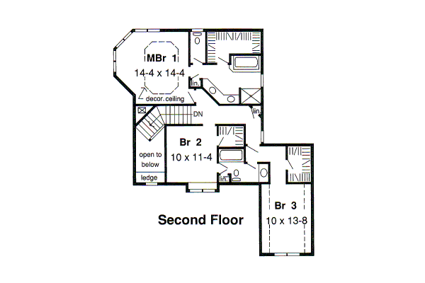 Floor Plan - Upper Floor for Bungalow House Plan #312-797 - 3 bed, 2.5 bath