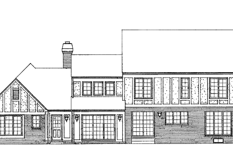Home Plan - Exterior - Rear Elevation for Tudor House Plan #72-798 - 4 bed, 2 bath