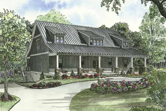 Exterior - Front Elevation 3 for Country House Plan #17-3266 - 5 bed, 3 bath