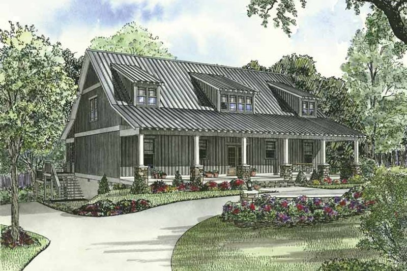 House Blueprint - Exterior - Front Elevation 3 for Country House Plan #17-3266 - 5 bed, 3 bath