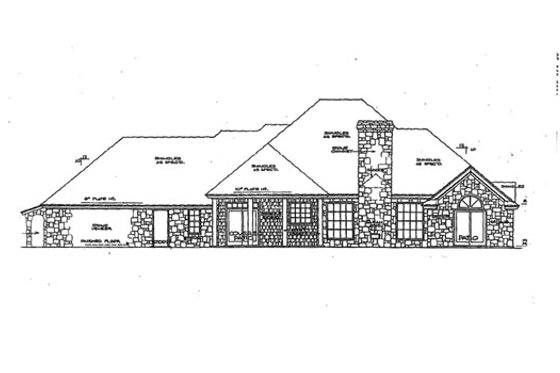 Exterior - Rear Elevation for European House Plan #310-591 - 3 bed, 2 bath