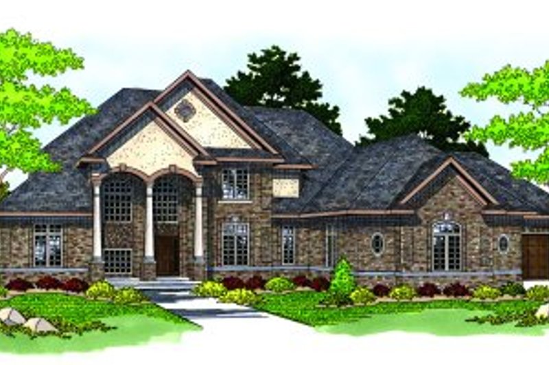 House Blueprint - European Exterior - Front Elevation Plan #70-548