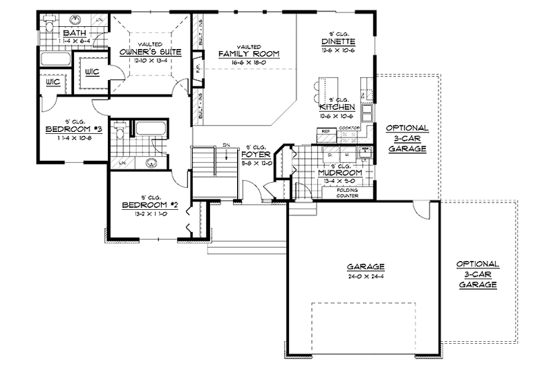 Dream House Plan - Floor Plan - Main Floor for European House Plan #51-597 - 3 bed, 2 bath